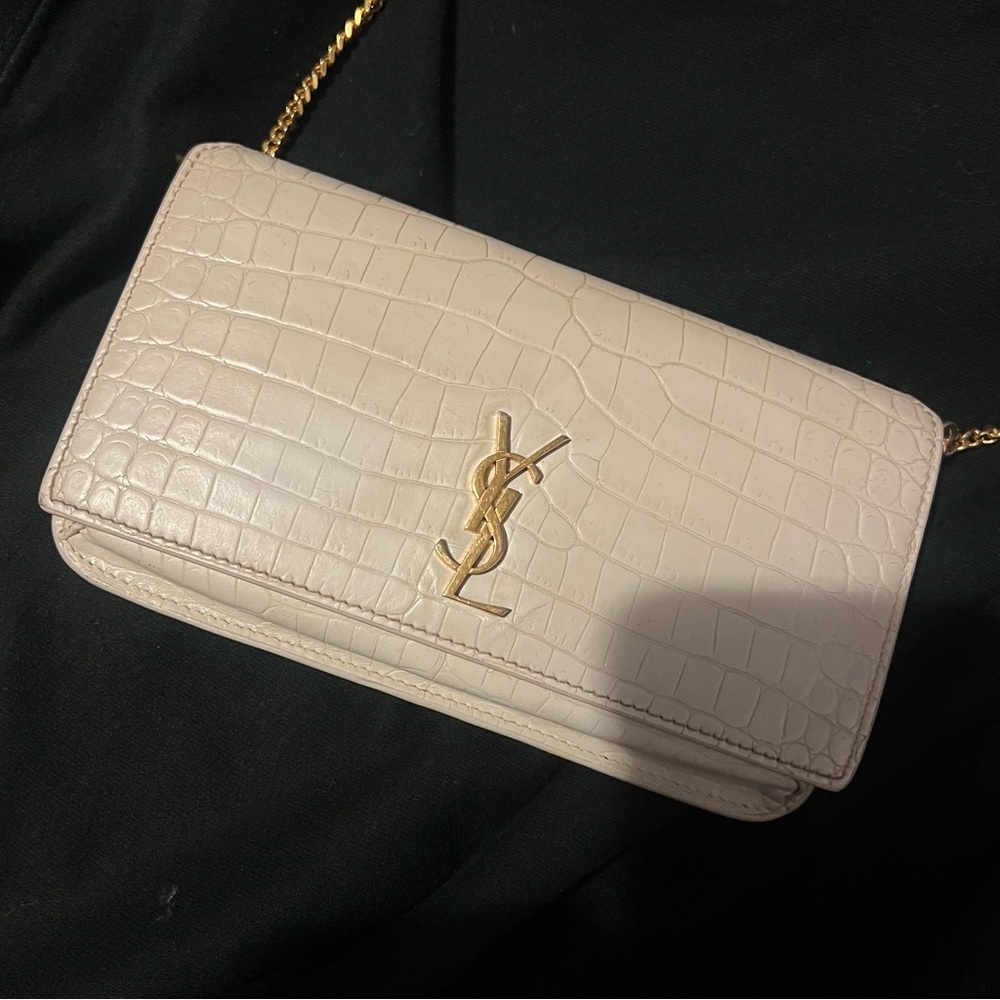 SOLD - YSL Cassandre Phone Holder - Beige